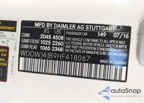 2017 Mercedes-Benz C 300 из США, поврежденный, VIN WDDWJ4JB9HF418067